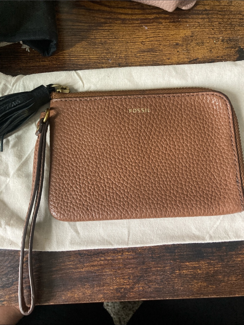 Fossil Brown Leather Wristlet Wallet